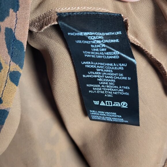 Maeve Anthropologie Animal Print Blouse Top Women's 1X Brown Black Flared Sleeve - Picture 12 of 16